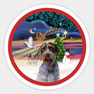 "Christmas Magic" with a Wire Haired Pointing Griffon Sticker